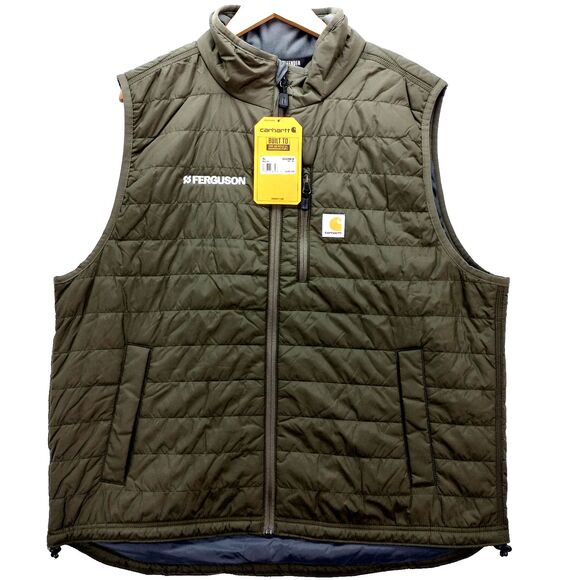 Carhartt Vest Men XL Green Rain Defender Lightweight Insulated Puffer OV2286 NEW - Picture 1 of 15